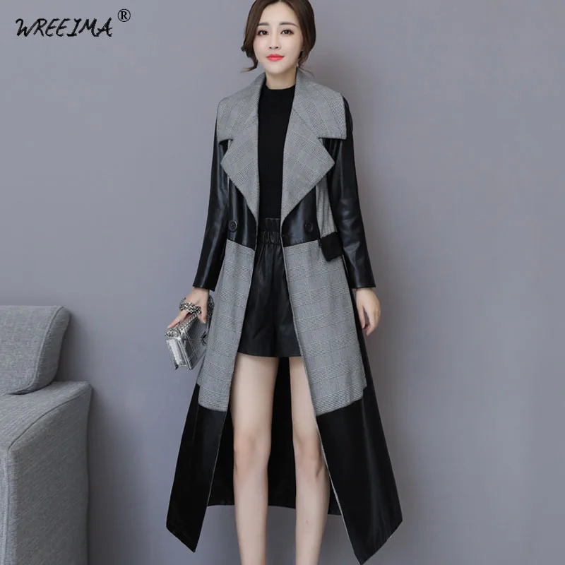 Новая модная зимняя повседневная женская длинная куртка из искусственной кожи двубортная Новая Женская Базовая куртка хорошее качество VQ16 - Цвет: Серый
