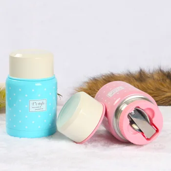 

350ml Food Grade Material Thermos Mug Folding Spoon Stew Soup Thermo Portable Termos Good For Family Taking Lunch