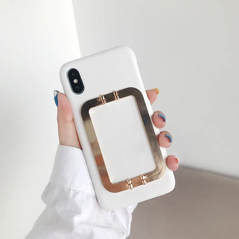 IMIDO сплошной цвет квадратный чехол-подставка для телефона для Iphone X XS XR XS Max 6 6S 7 8 Plus закаленное стекло крышка с кольцом-держателем - Цвет: WH