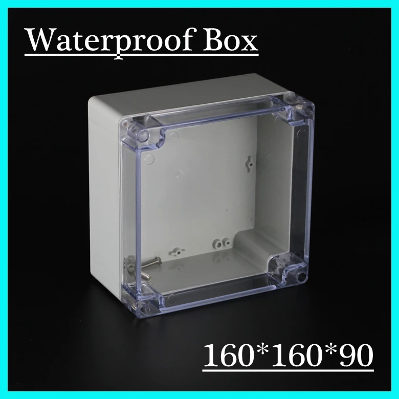 

(1 piece/lot) 160*160*90mm Clear ABS Plastic IP65 Waterproof Enclosure PVC Junction Box Electronic Project Instrument Case