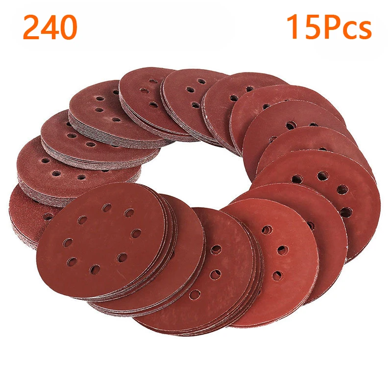 

New 105PCS 150mm 8 Hole Sandpaper 60/80/100/120/150/180/240 Grit 15pcs/each Tool Set Accessories