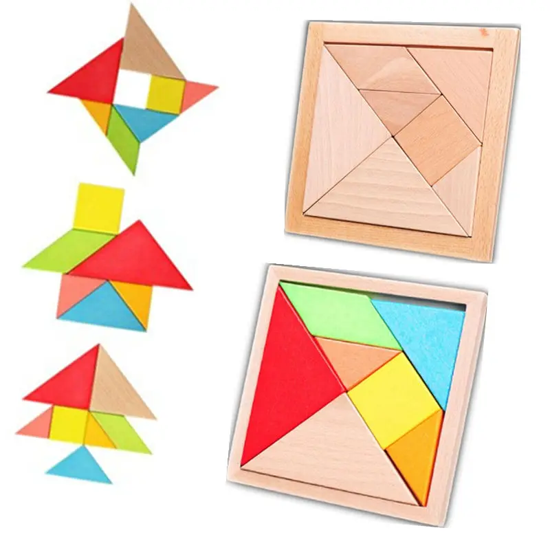 

2016 Wooden Toys Jigsaw Puzzles Tangram Wood For Intellegence Shape Recognition Educational Kids Toys Fit For 3-100 Years Old