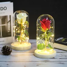 Красота и красный зверь искусственные розовые цветы со светодиодной подсветкой творческие подарки на день Святого Валентина рождественский подарок домашний декор