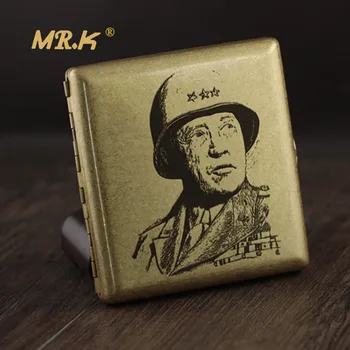 

MR.K S016 Vintage Style General Patton Male Pure Copper 20 Cigarette Case Boxes George Smith Patton Cigarette Case Smoke Box