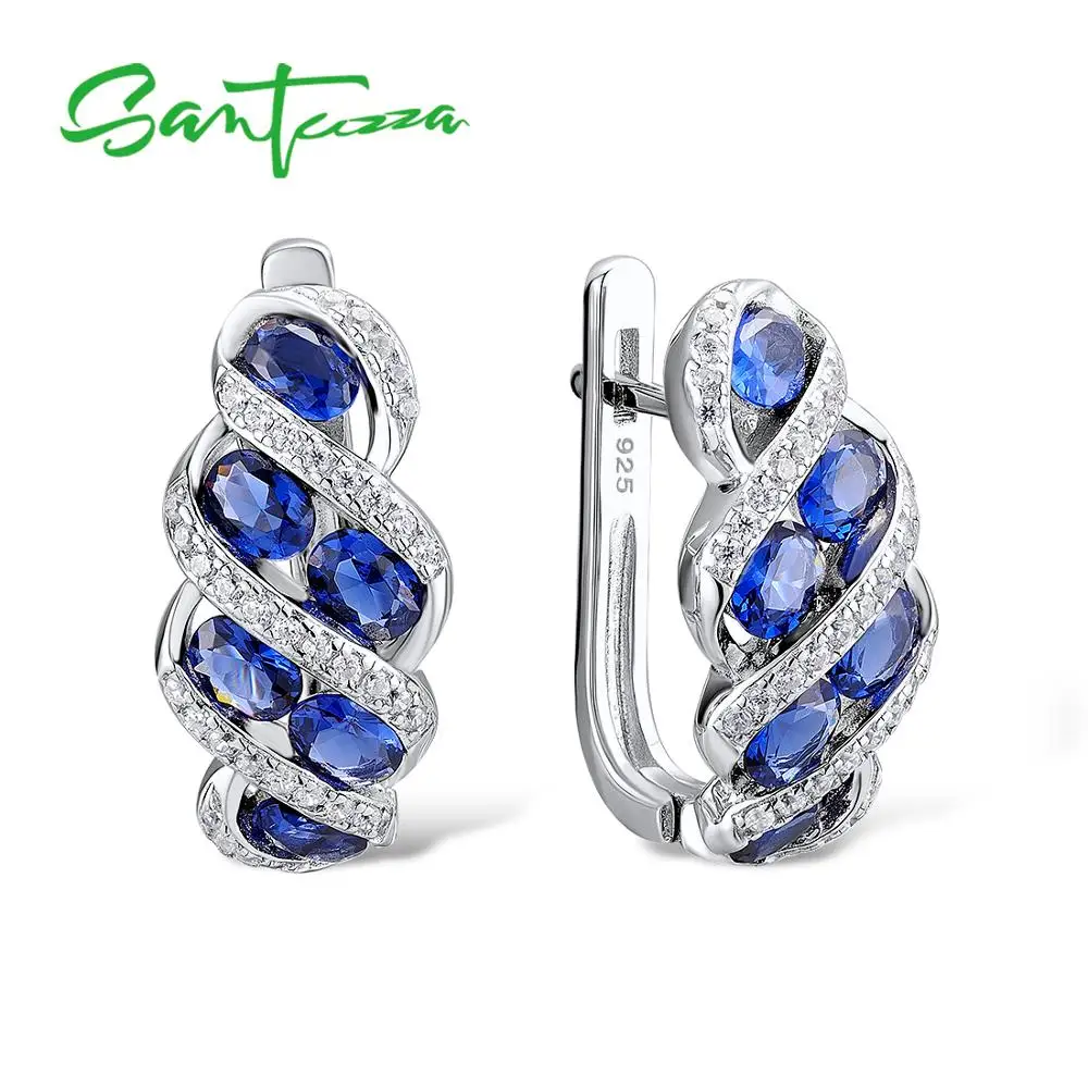 Женские серебряные серьги-гвоздики Santuzza с голубыми нано кубическими камнями из циркония, женские вечерние ювелирные изделия из чистого 925 пробы серебра