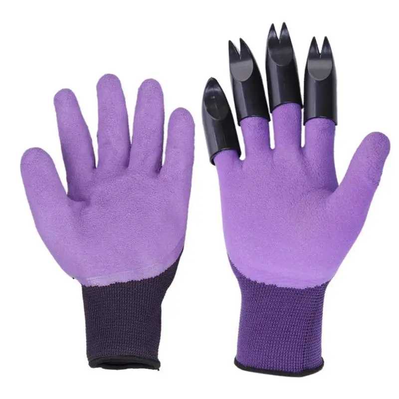 1 пара садовые перчатки для копания с 4 правыми кончиками пальцев острые+ вилочные когти легко копать и сажать безопасные перчатки для обрезки роз - Цвет: B1
