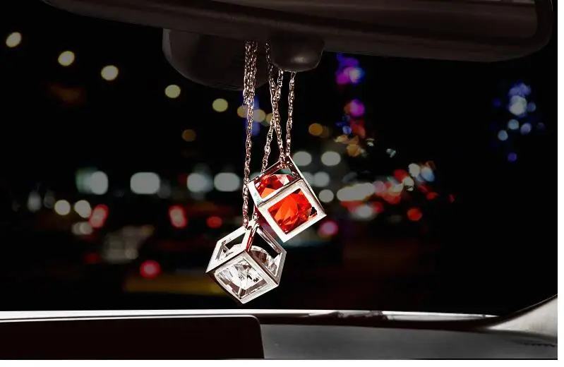 Автомобильные Подвески с кристаллами Кубик Рубика, автомобильные подвески, зеркало заднего вида, украшения для автомобиля, подвесные накладки, внутренняя подвеска