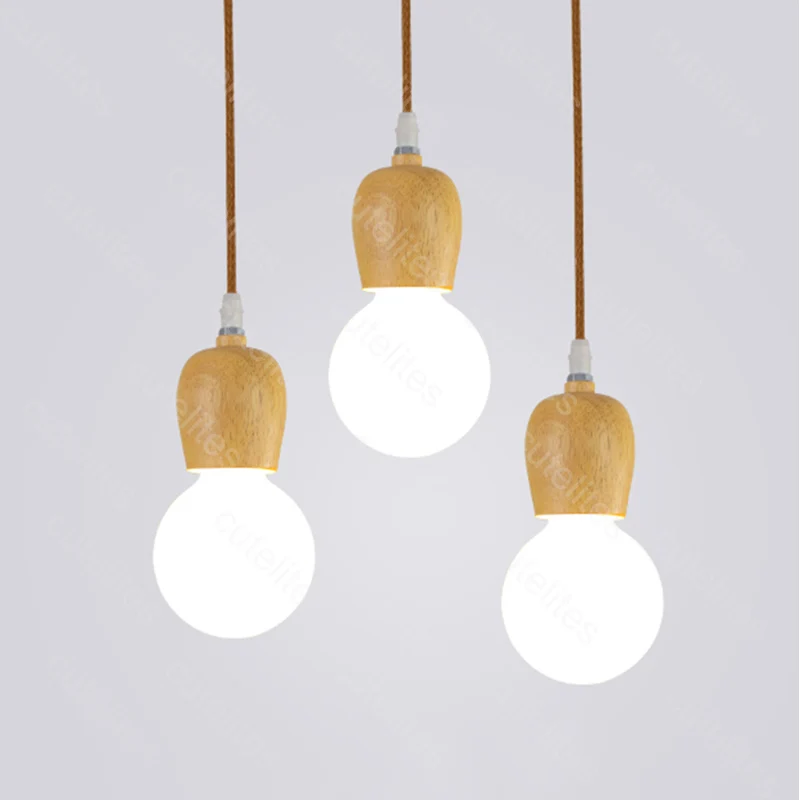 Деревянный подвесной светильник s E27 натурального цвета, современный подвесной светильник для дома/гостиной/спальни, винтажный светильник, подвесной светильник в скандинавском стиле