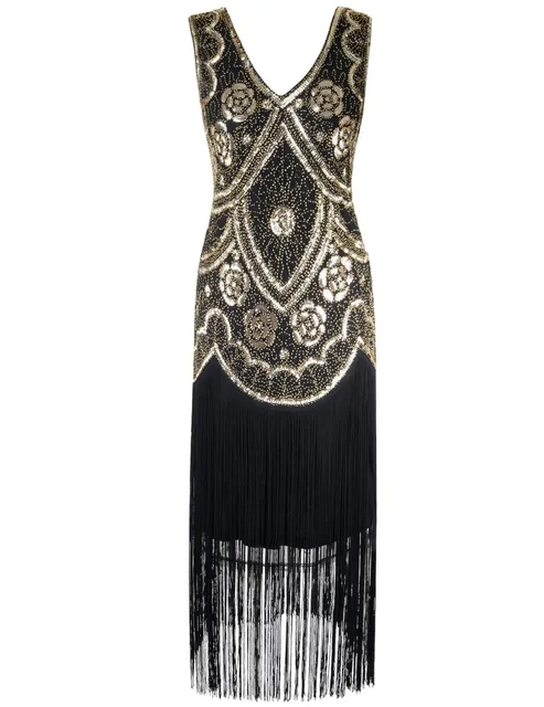 PrettyGuide Women 1920s Vintage Sequin Long Fringed Fancy Cocktail ...