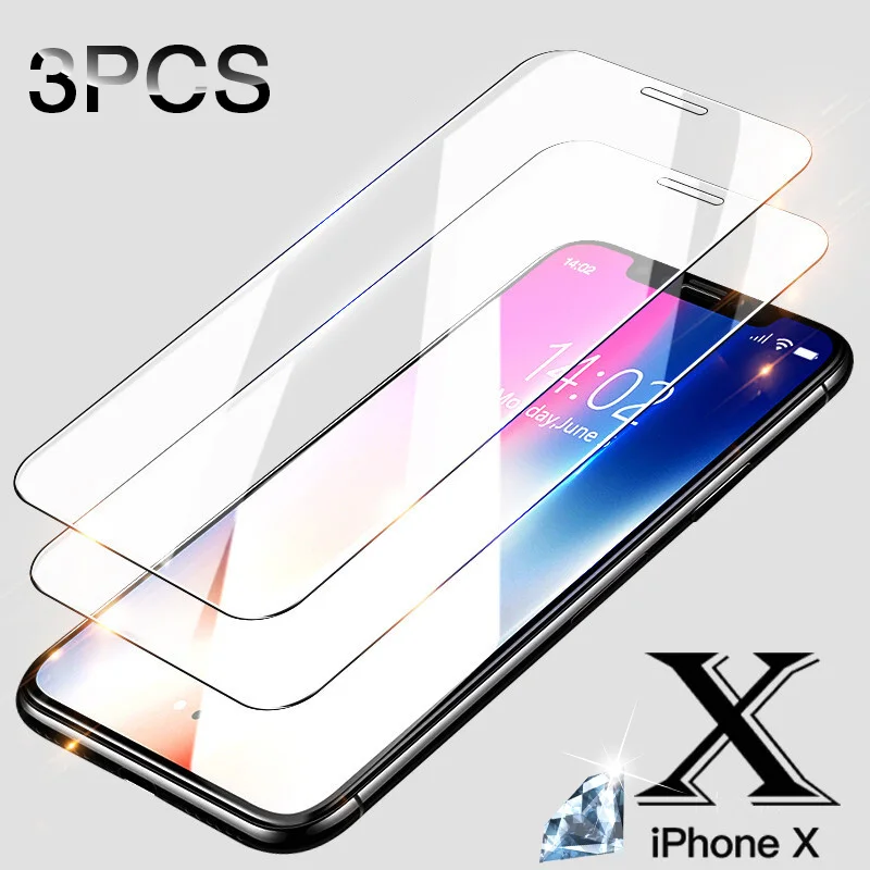 

3pcs Tempered Protective Glass On For iPhone X Xs Max 5 Screen Protector For iPhone 6 6S 7 8 Plus Protection Glass on iphone X