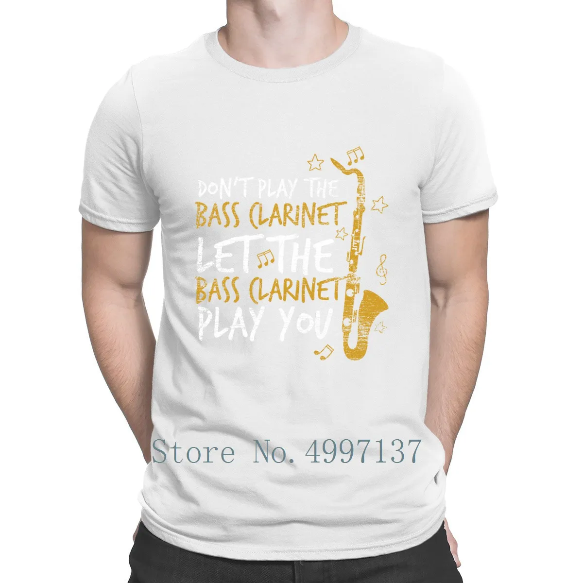 Футболка с надписью Let The Bass Clarinet Play You 100% хлопок базовая Летняя вязаная футболка