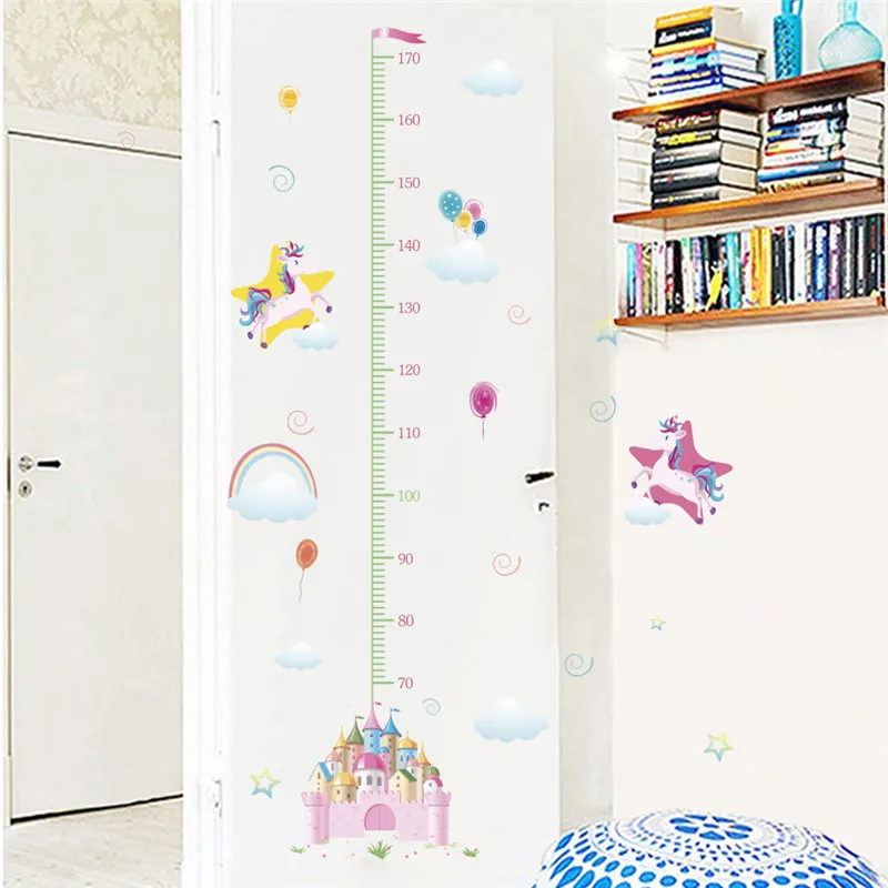 

Cartoon Unicorn Height Measure Wall Stickers for Kids Rooms Growth Chart Wall Decals Children Nursery Bedroom Decor Mural Gift