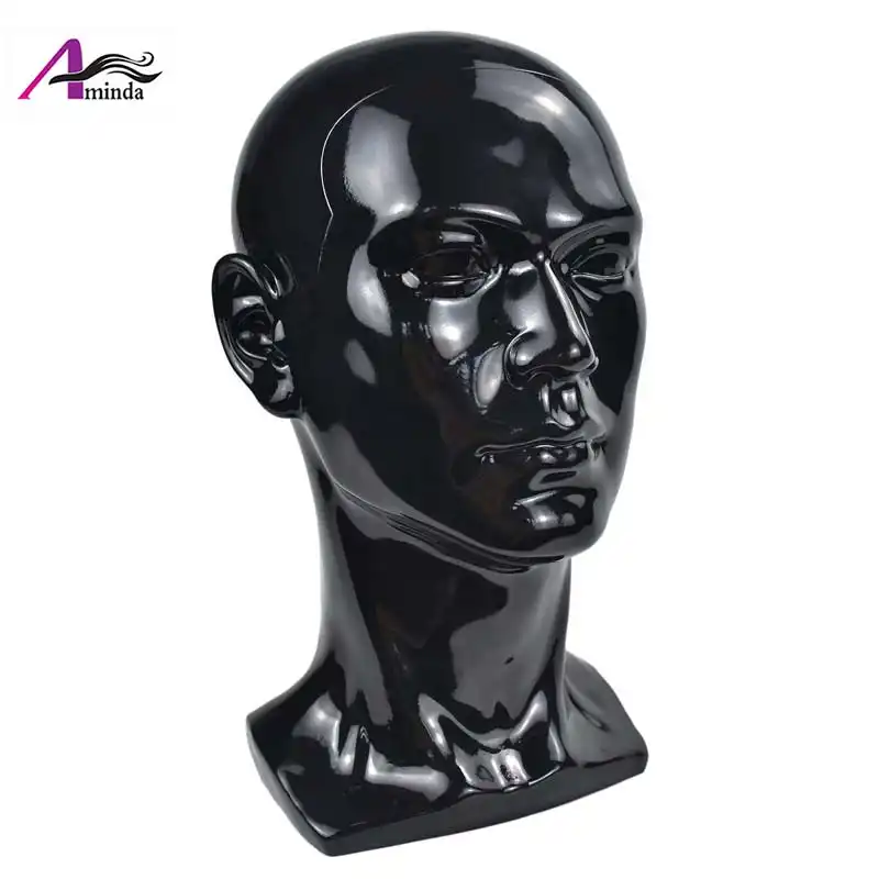 black male mannequin head with hair