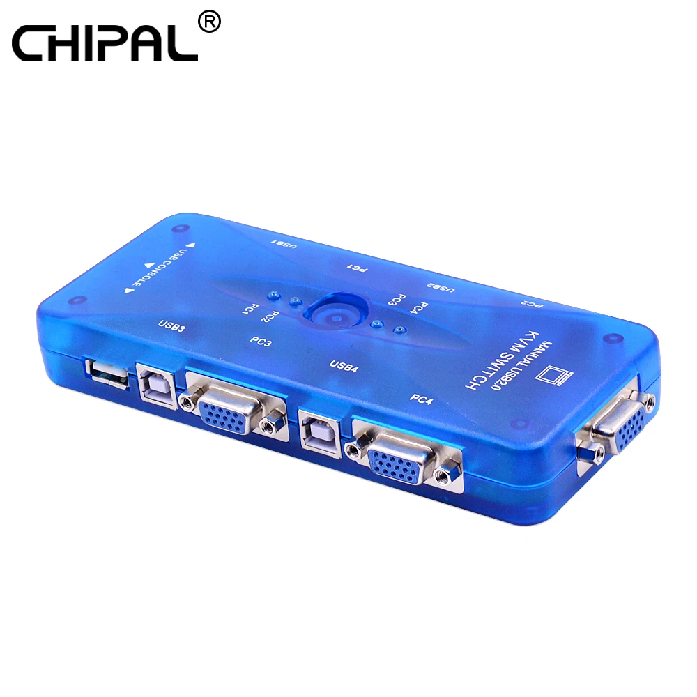 CHIPAL 4 порта USB 2 0 KVM переключатель VGA SVGA сплиттер коробка контроллер для клавиатуры