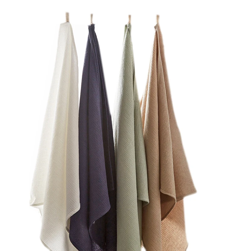 

LINEN & Cotton Waffle bath towel Water Absorption and Quick Drying Antibacterial and Anti allergy Luxurious Washing Soft T