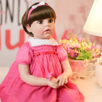 

high quality Bebe reborn 24" 60cm soft silicone reborn baby girl dolls toys with red dress toys boneca reborn DOLLMAI dolls