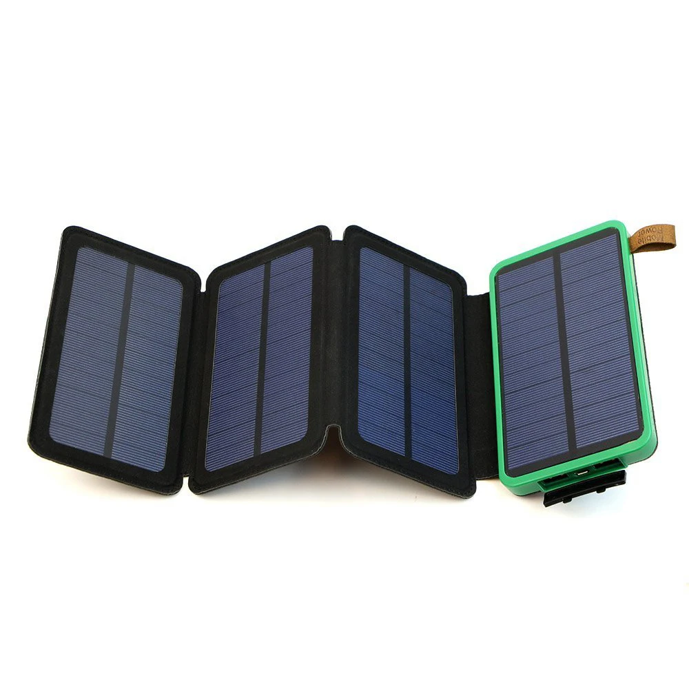 

Melery Solar Power Bank Charger Solar Panel Power Bank 10000mAh three Foldable Portable LED Rugged Dual USB Battery outdoor