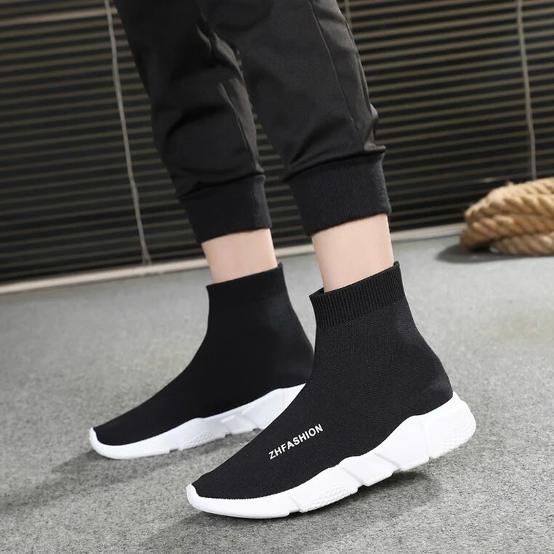 

WGZNYN New Stretch Sock Shoes Woman Flats Fashion Bling Women Casual Shoes Elastic Sneakers Shoes Outdoor Female Loafers W405
