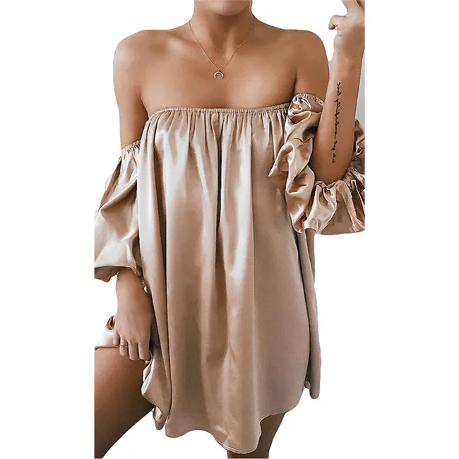 

2019 Summer dress Fashion Women Dresses Sexy Off Shoulder Slash Neck Dress Casual Loose Beach Dress Tube Top Party Vestidos