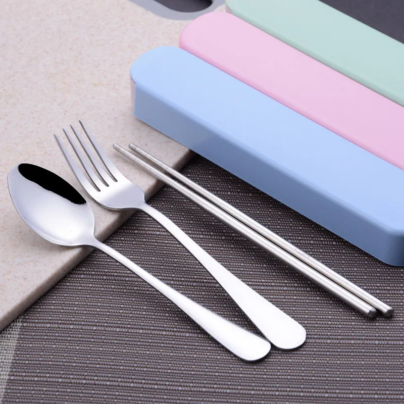 

Stainless Steel Tableware Set Forks Portable Cutlery set Travel Picnic Dinnerware Set For Kids School tableware