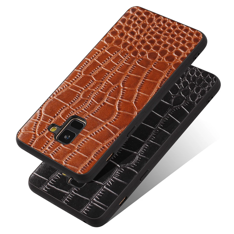

CoolDeal For Samsung Galaxy A6 PLUS 2018/A7/A8 PLUS 2018 case Business Crocodile Geunine Leather Hard Back Cover