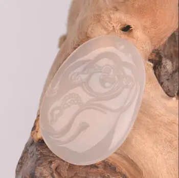 

Natural White Onyx Maitreya Pendant Chalcedony Buddha Man and Female Pendant