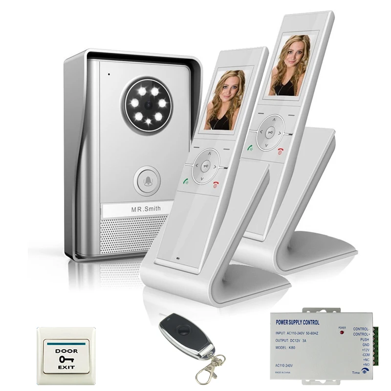 

JERUAN Wireless Doorbell Intercom Wireless Video Door Phone kit with memory image Station Outdoor Night Vision function 1V2