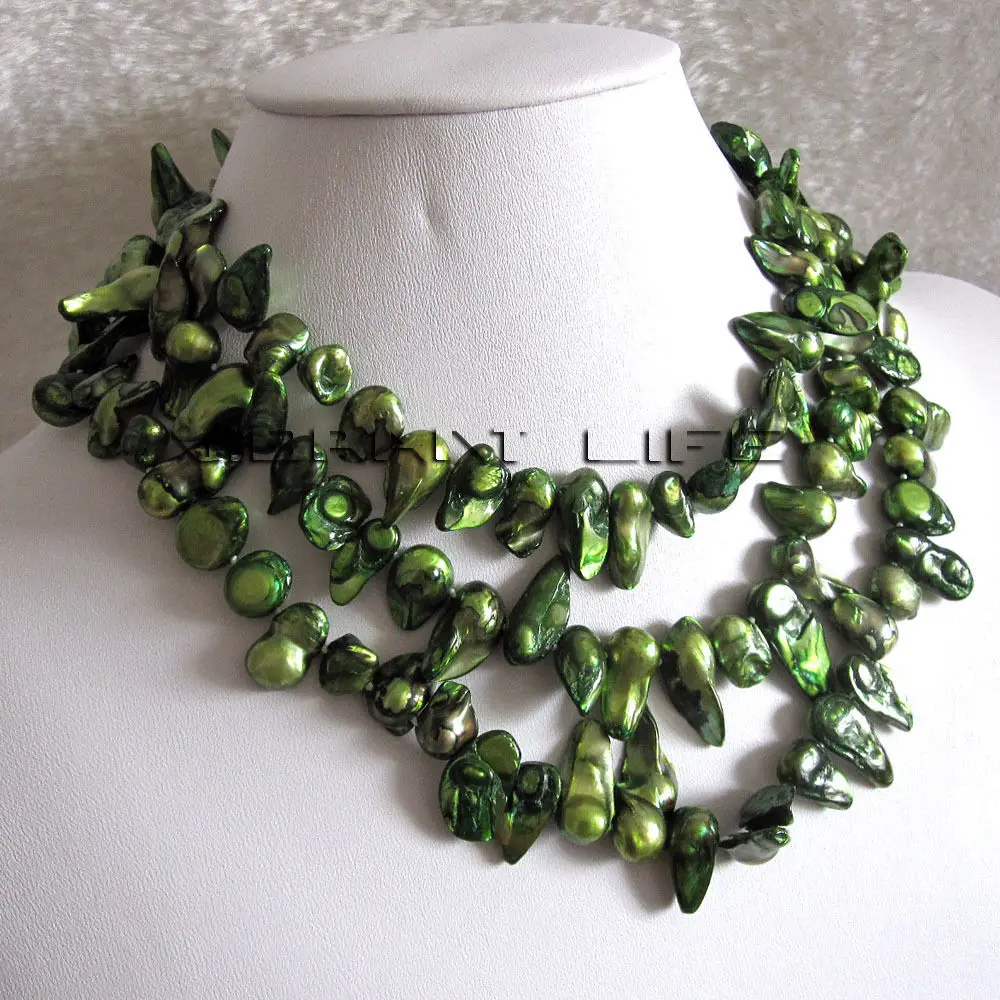 

Wholesale 47" 7-8 Dark Green Baroque Freshwater Pearl Necklace Fashion Jewelry NEW