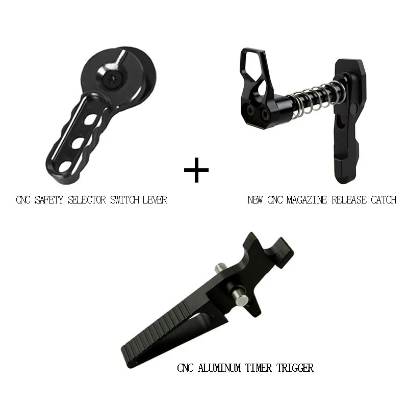 

New Black IPSC CNC Aluminum Timer trigger and Magazine Release Catch and Safety Selector Switch Lever set For M4/M16 Airsoft AEG