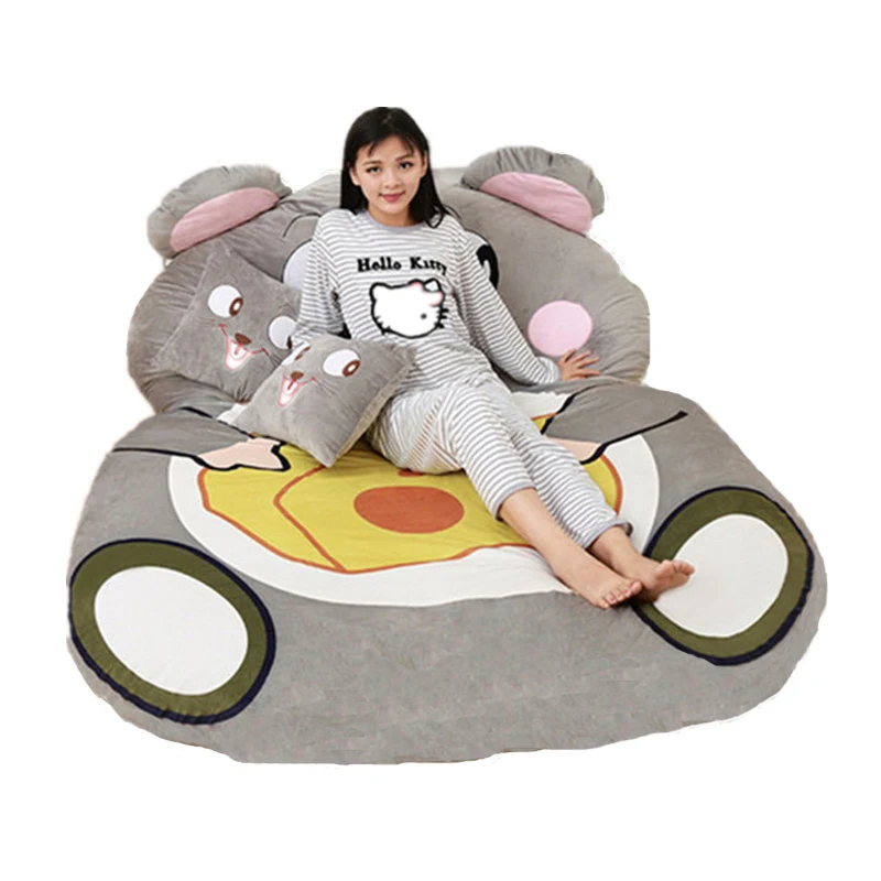 Fancytrader Giant Plush Cartoon Animal Mouse Tatami  Stuffed Soft Beanbag Bed Carpet Mat Sofa