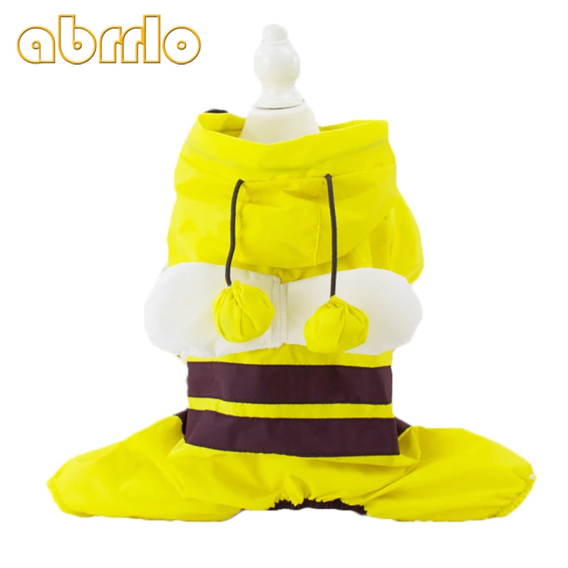Abrrlo Cute Dog Cartoon Bee Raincoat Pet Waterproof Clothes Jacket for