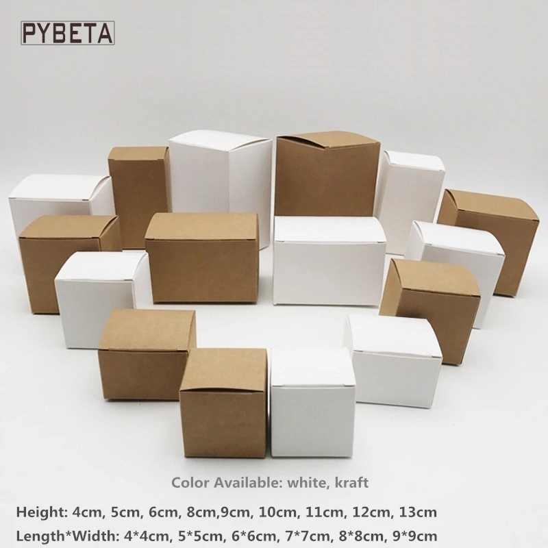 50pcs/lot  Blank White Paperboard Craft Gift Boxes Kraft Paper Box for candy DIY handmade soap candle sample valve tubes package