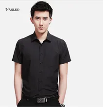 VANLED 2017 Summer Men Solid Streak Shirt Camisa Social Masculina Profession Mens Short Sleeve Cotton Shirts Close-fitting Z173