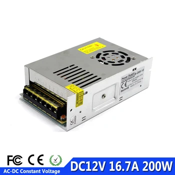 

New Arrival DC12V 16.7A 200w Power Supply LED Driver Charger Transformer 220V 110V Ac To Dc SMPS For LED Strip Light CCTV AV TV