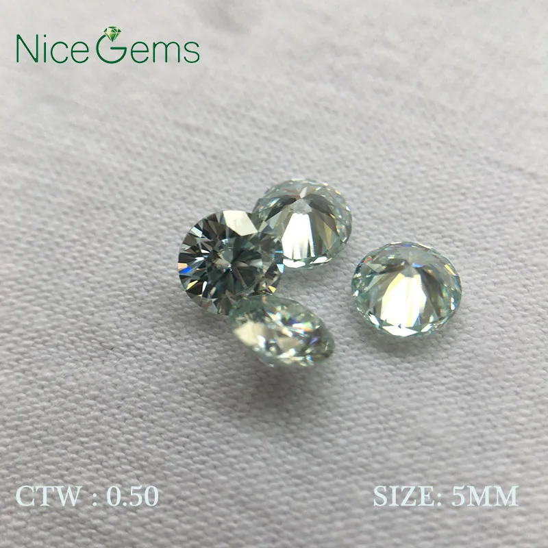 

Round Excellent Cut Moissanite Slight Blue 5mm 0.5 Carat Moissanites Loose Gems Stones For Jewelry Brilliant VVS Clarity