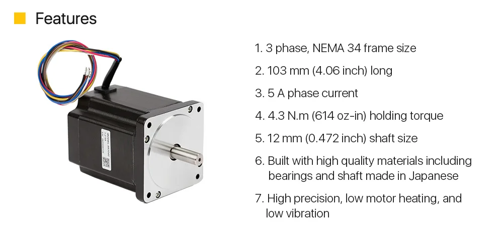 Cloudray Leadshine 3 фазы шагового двигателя 863S42 для NEMA34 4.3A Длина 103 мм вал 12 мм