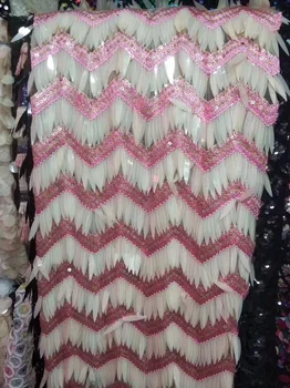 

Luxury High Quality 2019 3D Sequins Nigerian Lace Fabrics Tulle Sequins African Lace Fabric Guipure Embroidered French Lace