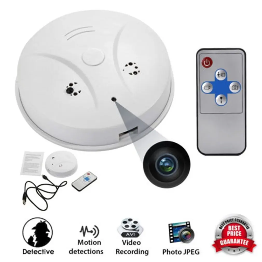 

Smoke Detector HD Cam Remote Independent Built-in Alarm Buzzer Security Motion Detection Camera Nanny DVR dropshipping