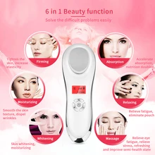 6 в 1 перезаряжаемый переносной ЖК-дисплей горячей и прохладной кожи Омолаживающий прибор для ухода за лицом звуковая вибрация укрепляющий Whitening51