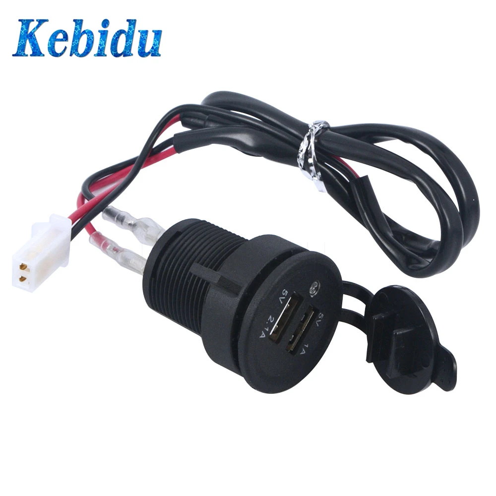 

Kebidu Car Socket Charger Power Adapter Dual USB Motorcycle Charger Waterproof Vehicle Socket Outlet Car Cigarette Lighter