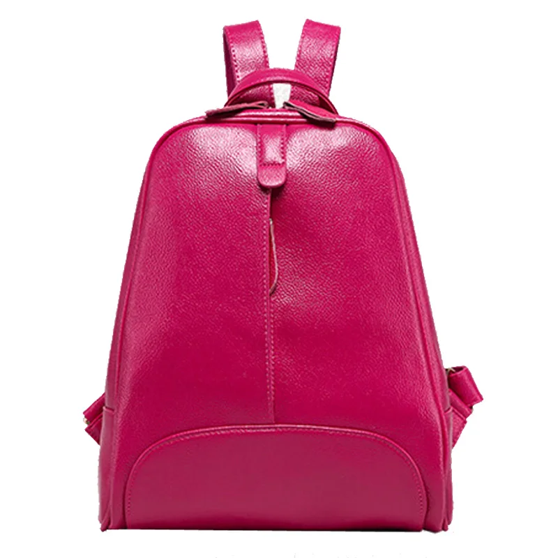Модные женские рюкзаки из натуральной кожи для женщин и девочек, школьная сумка, маленькие сумки через плечо, женские повседневные Рюкзаки, дорожная сумка - Цвет: Розовый