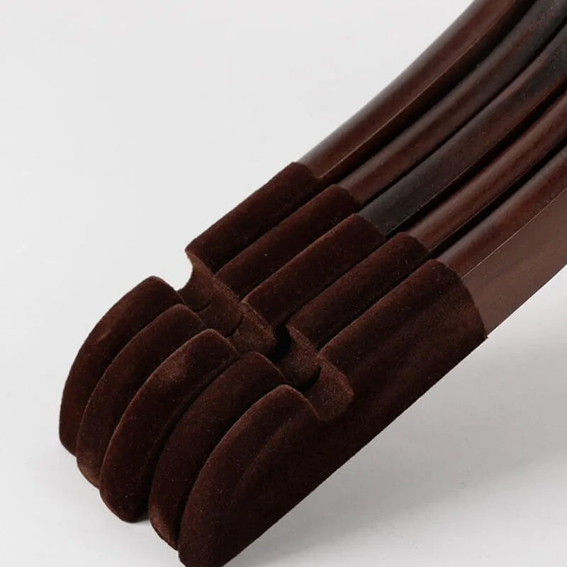 12 шт Противоскользящие вешалки для одежды из твердой древесины с бархатным Флокированным ворсом, орех Нескользящая рубашка-пальто вешалка для рубашек с насечками