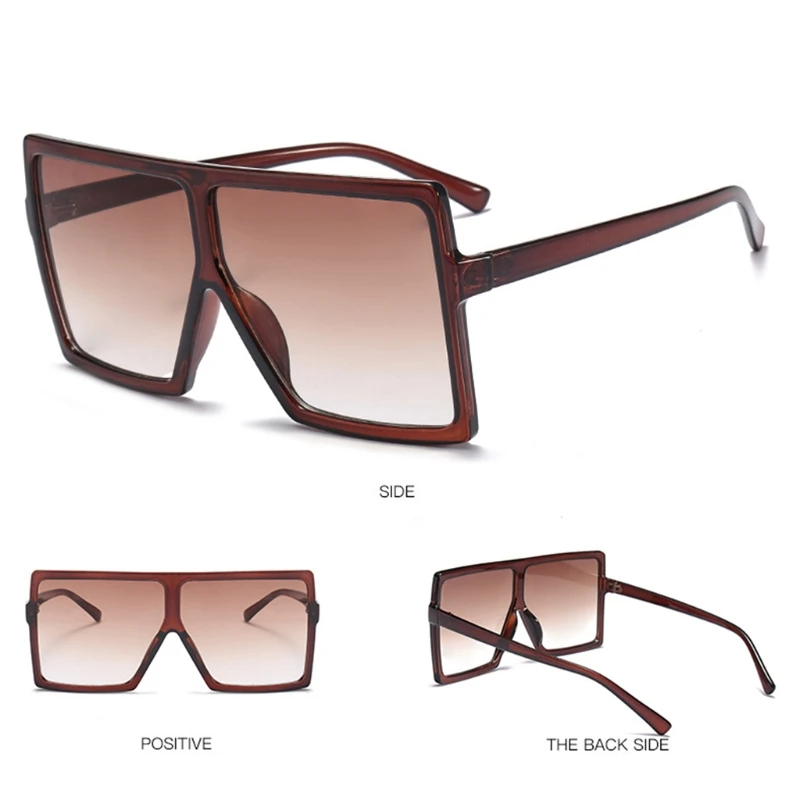 Retro Square Large Frame Sunglasses Men Women Unisex Eyewear Plastic Outdoor New