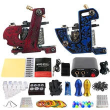 Профессиональный комплект татуировки Боди-тату арт 2 тату-пистолет машина с захваты для иглы lcd Черный Блок питания боди-арт наборы TK201-31