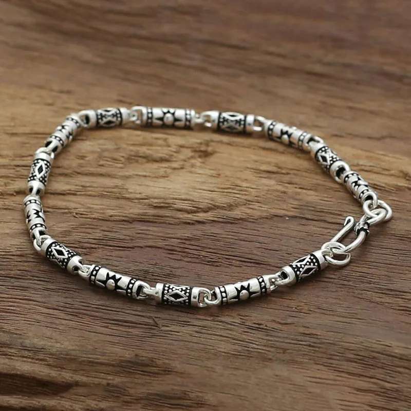 

Bracelet 925 Sterling Silver Bangle Women Men Sun Lucky High Quality bamboo Tube Band Jewelry GB15