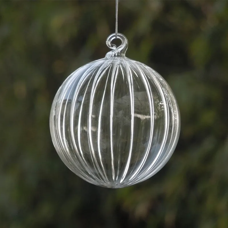 

Big Packing Christmas Tree Ornament Pendant Striped Glass Ball Christmas Day Glass Gifts Hanging Decorative Glass Globe
