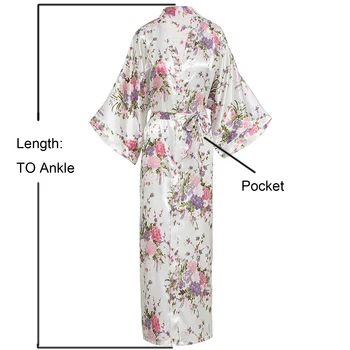 

Half Sleeve To Ankle Robe Summer Classic Printed Flower Kimono Bathrobe Gowns Satin Comfortable Nightdress Nightgown Robes Dress