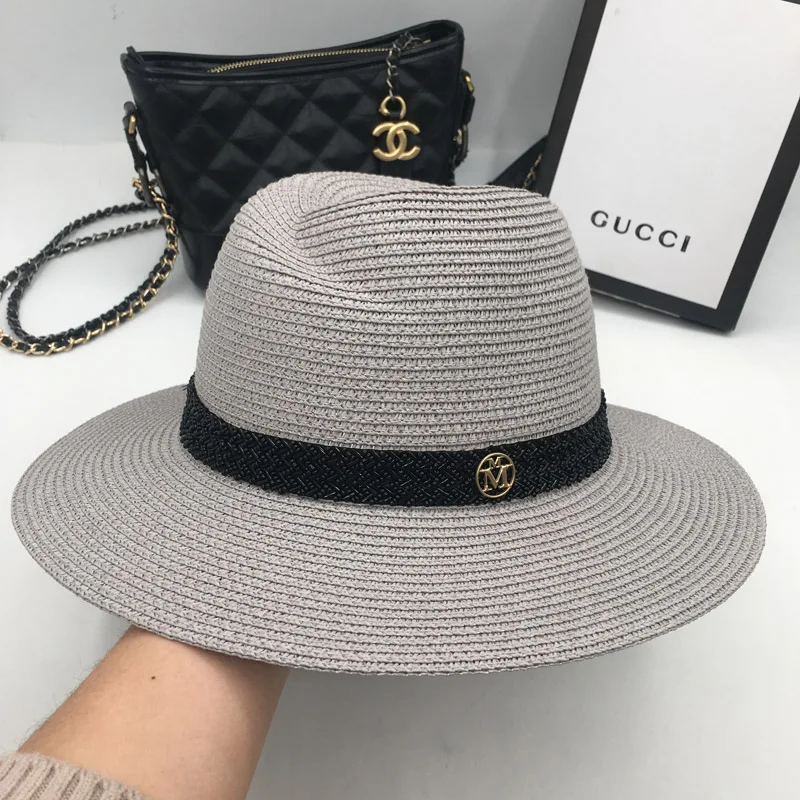 

spring and Summer wide-brim gray M straw hat shading folding hat fashion travel jazz hat shading
