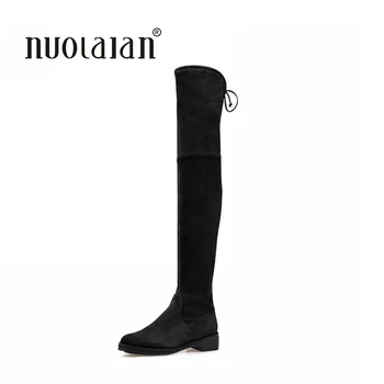 

Brand Fashion Women Over Knee Boots Suede Thigh High Boots With Warm 2018 Autumn Winter High Quality Classical Botas Women Shoes