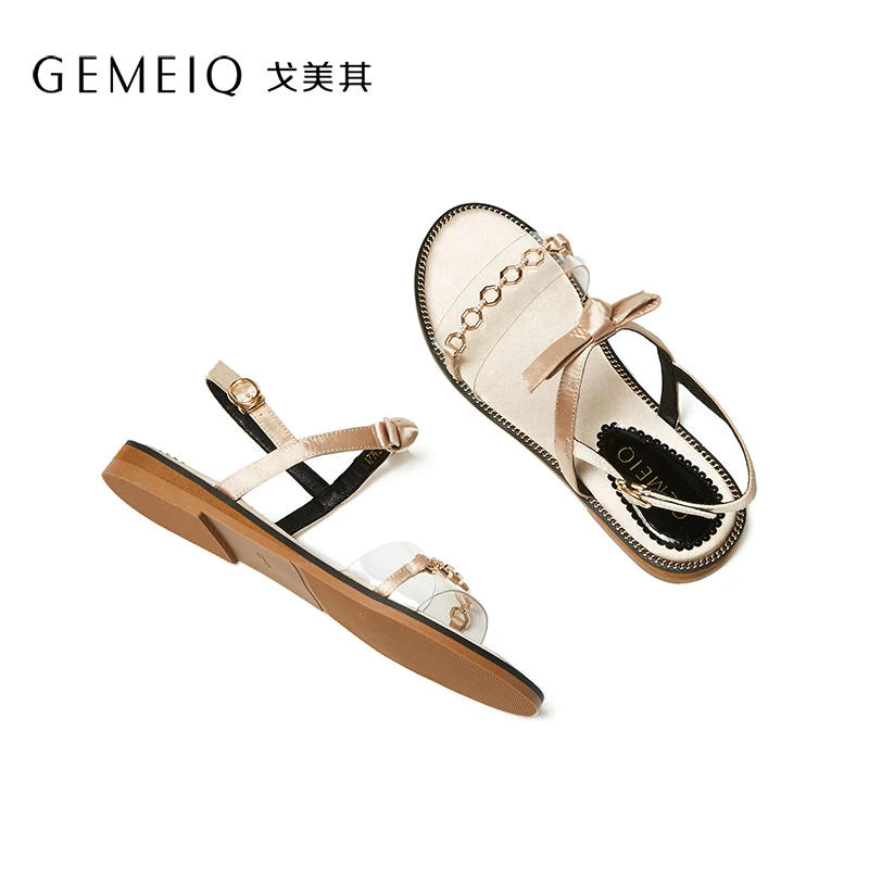 GEMEIQ/2019 г. женские босоножки Модные летние пляжные сандалии на плоской подошве с